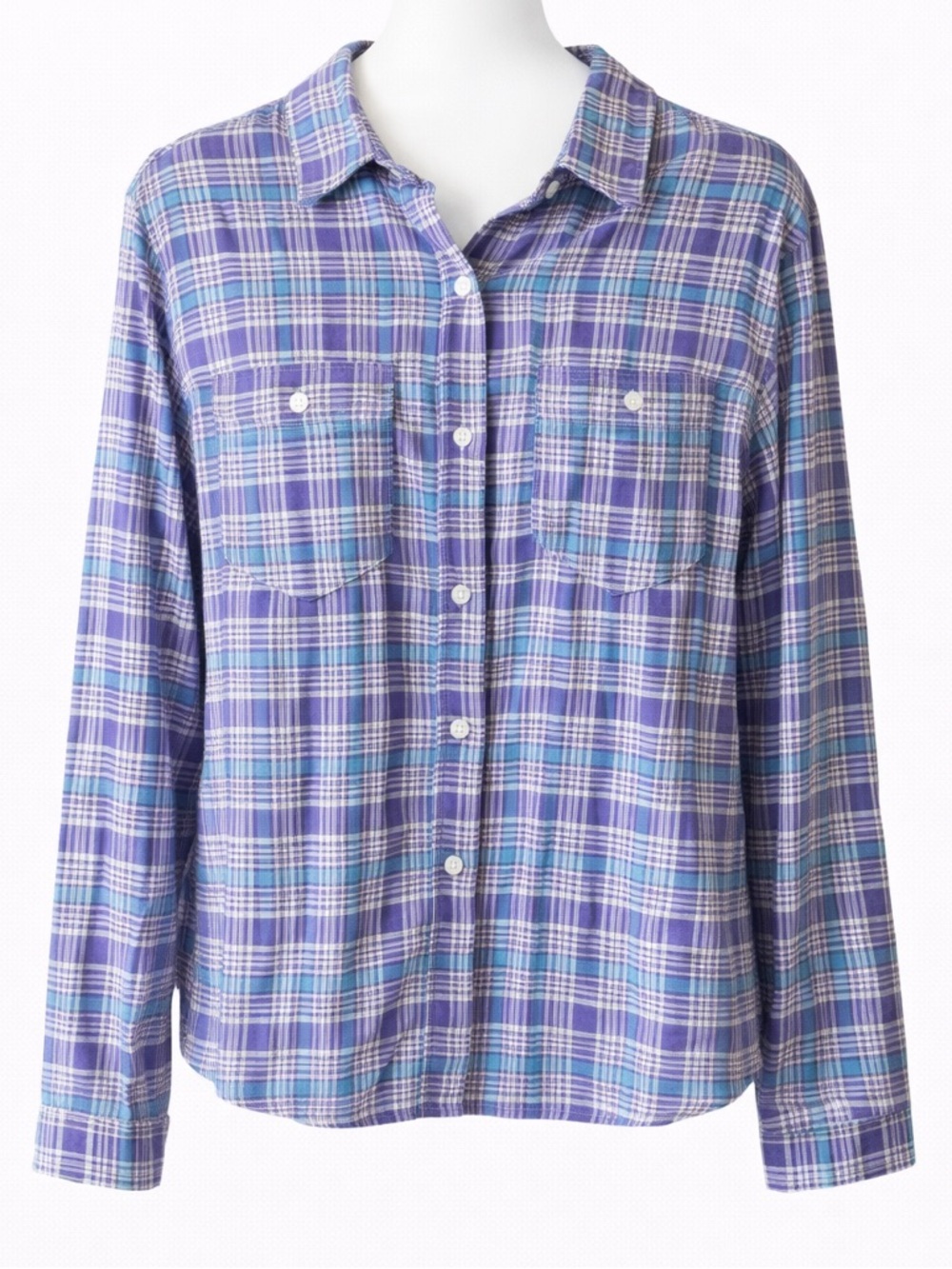 Blue/Purple and white soft Plaid Shirt size XL